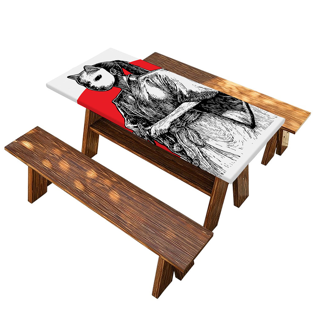 Japanese Samurai Girl Print Picnic Table Cover