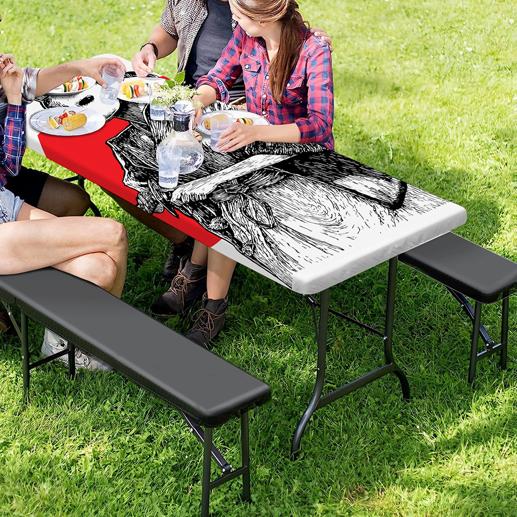 Japanese Samurai Girl Print Picnic Table Cover