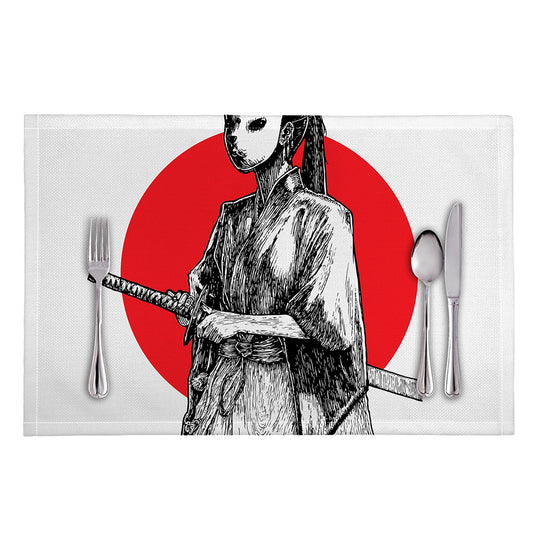 Japanese Samurai Girl Print Placemat