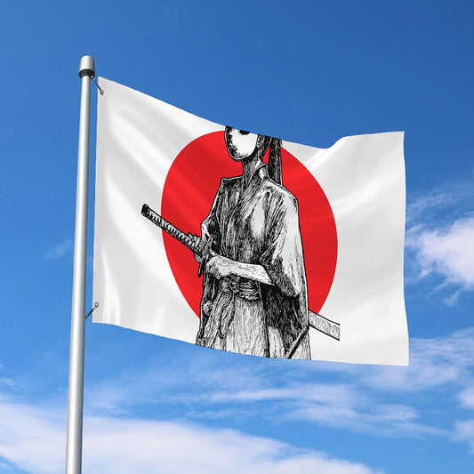 Japanese Samurai Girl Print Polyester Flag