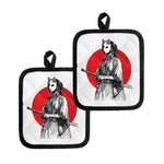 Japanese Samurai Girl Print Pot Holders