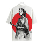 Japanese Samurai Girl Print Rayon Hawaiian Shirt