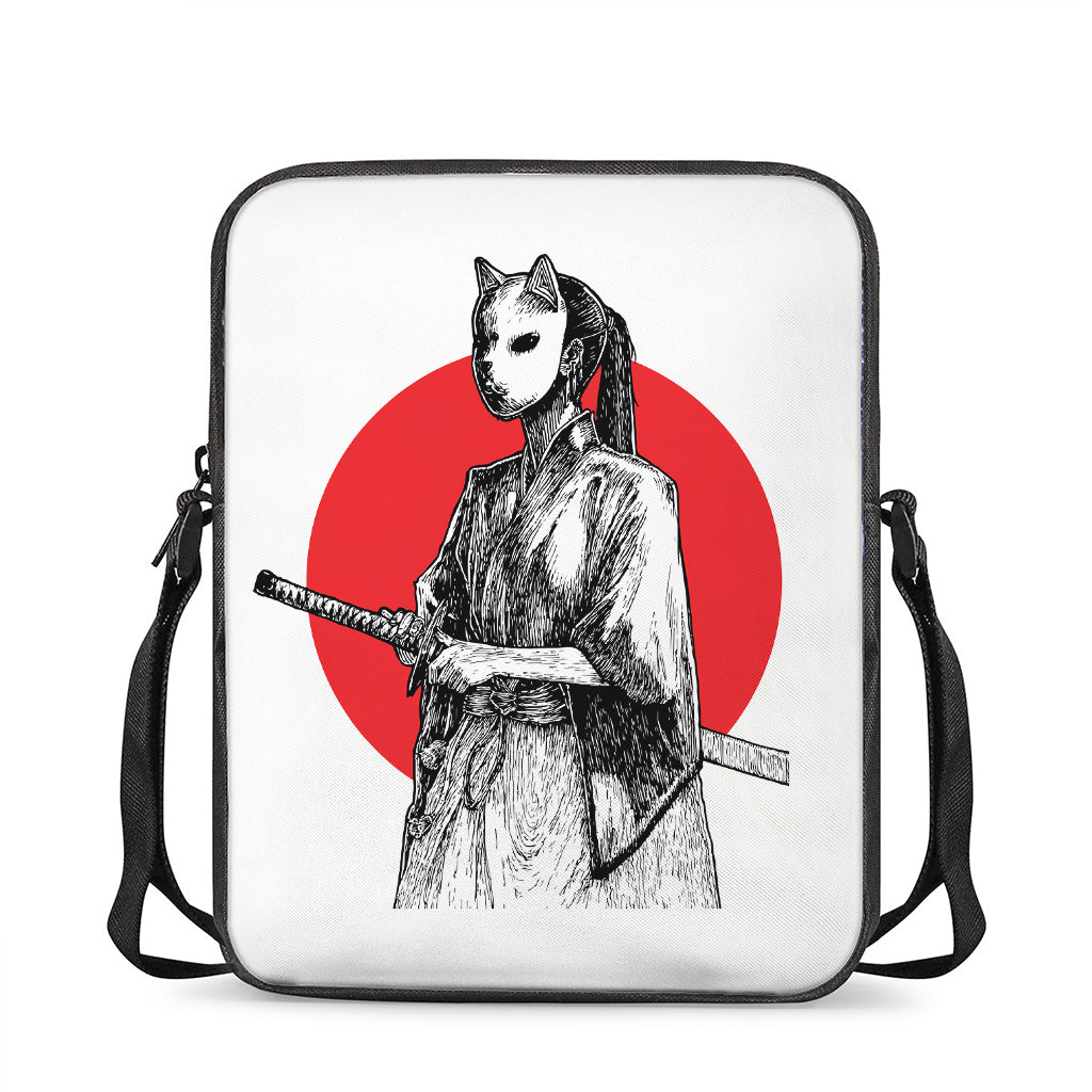 Japanese Samurai Girl Print Rectangular Crossbody Bag