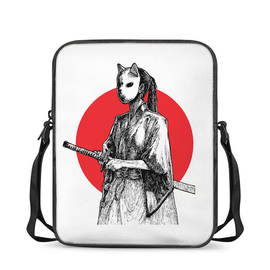 Japanese Samurai Girl Print Rectangular Crossbody Bag