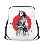 Japanese Samurai Girl Print Rectangular Crossbody Bag