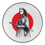 Japanese Samurai Girl Print Round Floor Mat