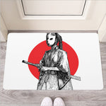 Japanese Samurai Girl Print Rubber Doormat