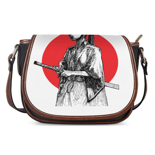 Japanese Samurai Girl Print Saddle Bag