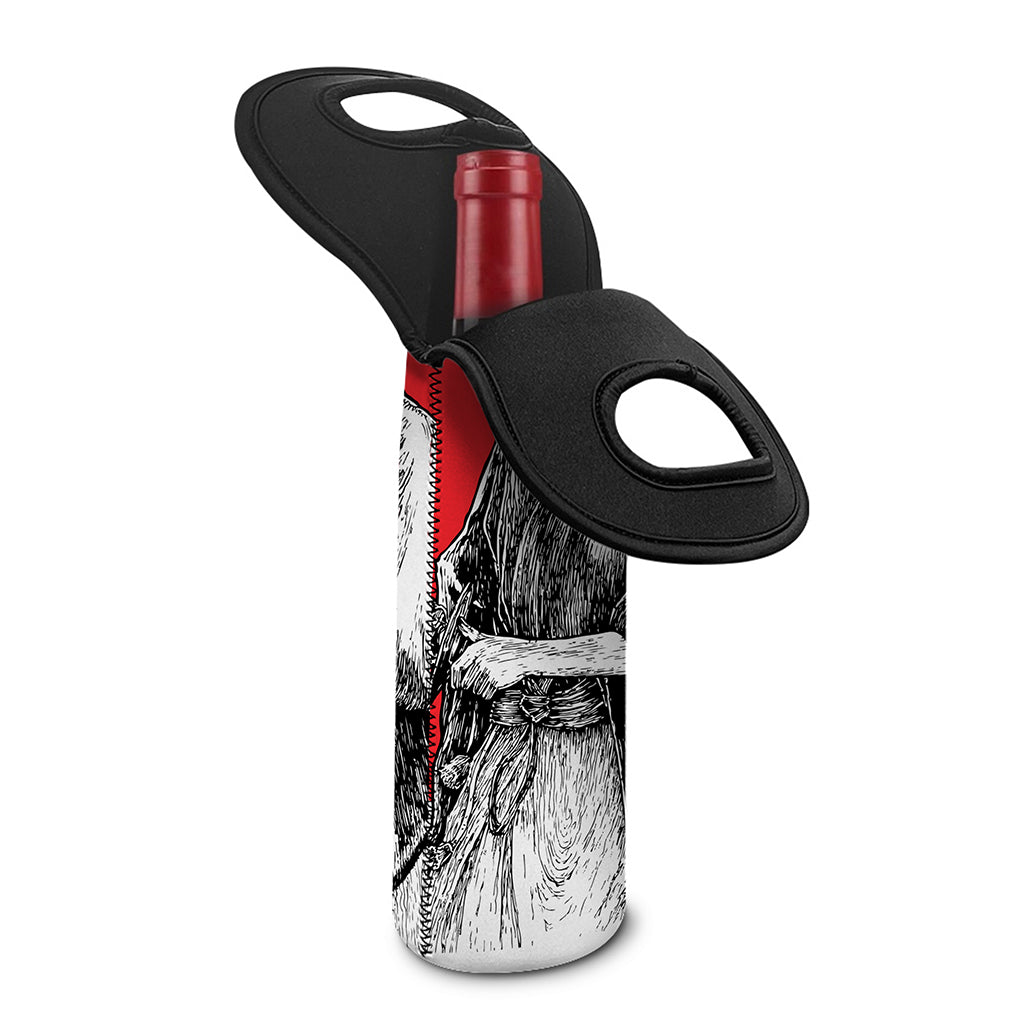Japanese Samurai Girl Print Single Neoprene Wine Tote