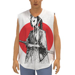 Japanese Samurai Girl Print Sleeveless Baseball Jersey