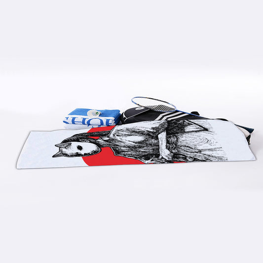 Japanese Samurai Girl Print Sports Towel