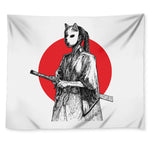 Japanese Samurai Girl Print Tapestry