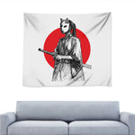 Japanese Samurai Girl Print Tapestry