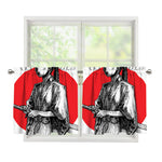Japanese Samurai Girl Print Tier Curtains