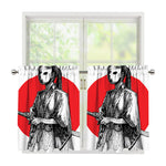 Japanese Samurai Girl Print Tier Curtains
