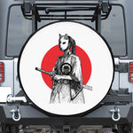 Japanese Samurai Girl Print Tire Cover With Camera Hole