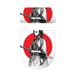 Japanese Samurai Girl Print Toilet Lid And Tank Cover Set