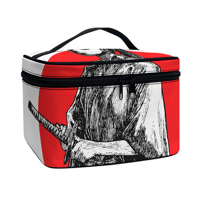 Japanese Samurai Girl Print Travel Makeup Bag