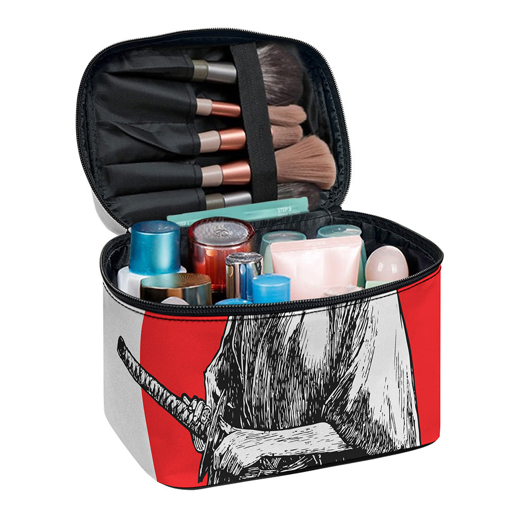 Japanese Samurai Girl Print Travel Makeup Bag