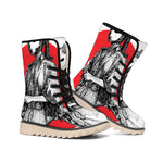Japanese Samurai Girl Print Winter Boots