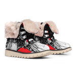 Japanese Samurai Girl Print Winter Boots