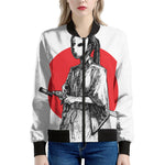 Japanese Samurai Girl Print Women's Bomber Jacket