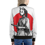 Japanese Samurai Girl Print Women's Bomber Jacket