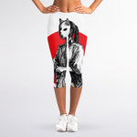 Japanese Samurai Girl Print Women's Capri Leggings