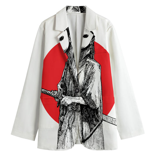 Japanese Samurai Girl Print Women's Cotton Blazer