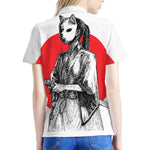 Japanese Samurai Girl Print Women's Polo Shirt