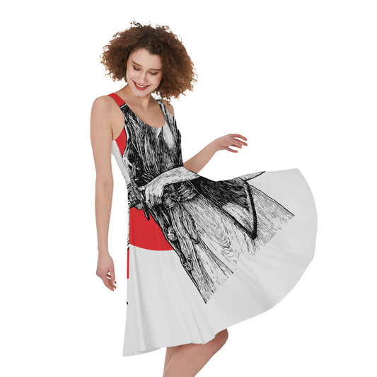Japanese Samurai Girl Print Women's Sleeveless Dress
