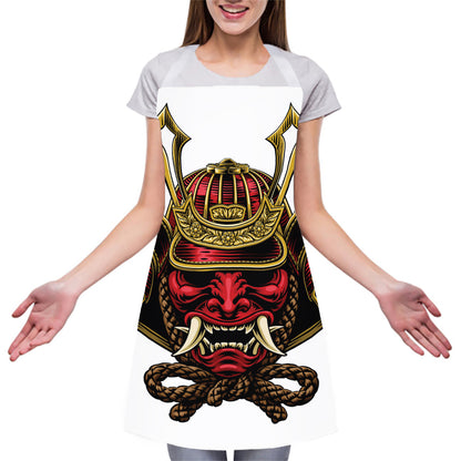Japanese Samurai Helmet Print Adjustable Apron