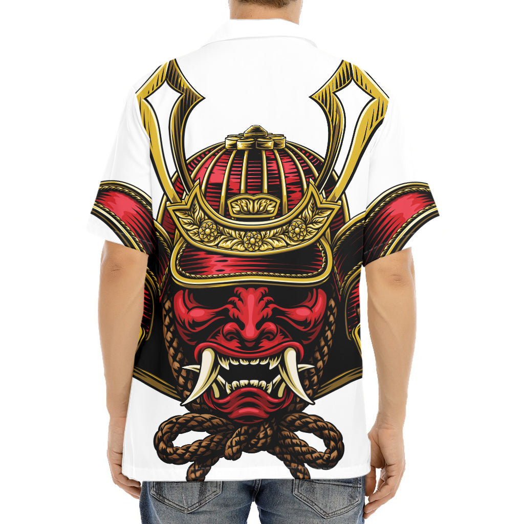 Japanese Samurai Helmet Print Aloha Shirt
