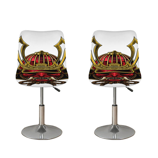 Japanese Samurai Helmet Print Bar Stool Covers