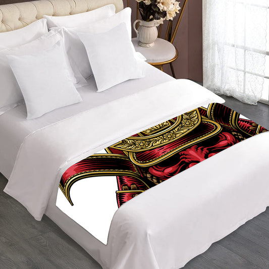 Japanese Samurai Helmet Print Bed Runner