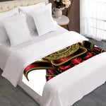 Japanese Samurai Helmet Print Bed Runner