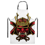 Japanese Samurai Helmet Print Bib Apron With Pocket