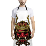 Japanese Samurai Helmet Print Bib Apron With Pocket