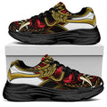 Japanese Samurai Helmet Print Black Chunky Shoes