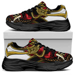 Japanese Samurai Helmet Print Black Chunky Shoes