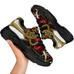 Japanese Samurai Helmet Print Black Chunky Shoes