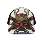 Japanese Samurai Helmet Print Black Mesh Trucker Cap