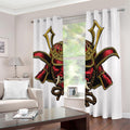 Japanese Samurai Helmet Print Dimout Grommet Curtains