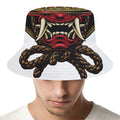 Japanese Samurai Helmet Print Bucket Hat