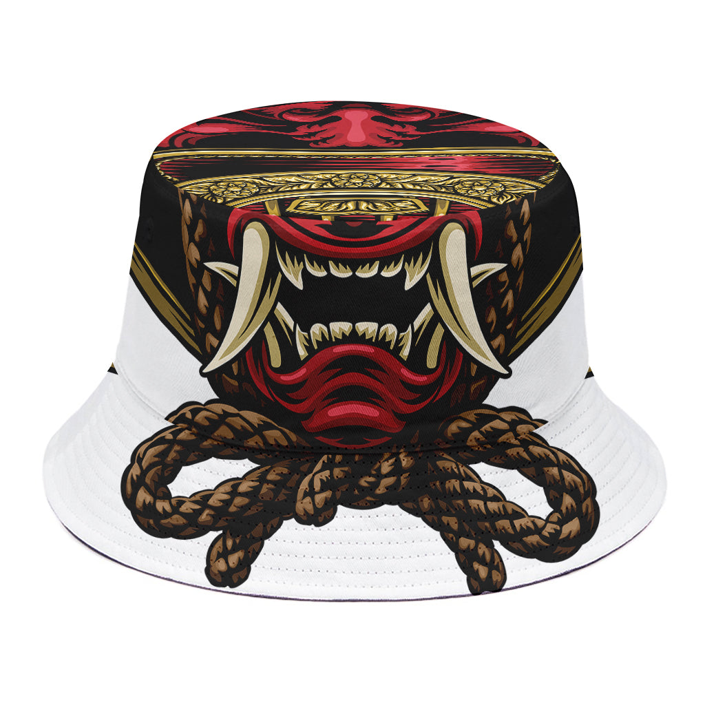 Japanese Samurai Helmet Print Bucket Hat