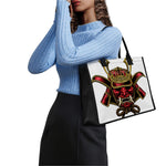 Japanese Samurai Helmet Print Canvas Tote Bag
