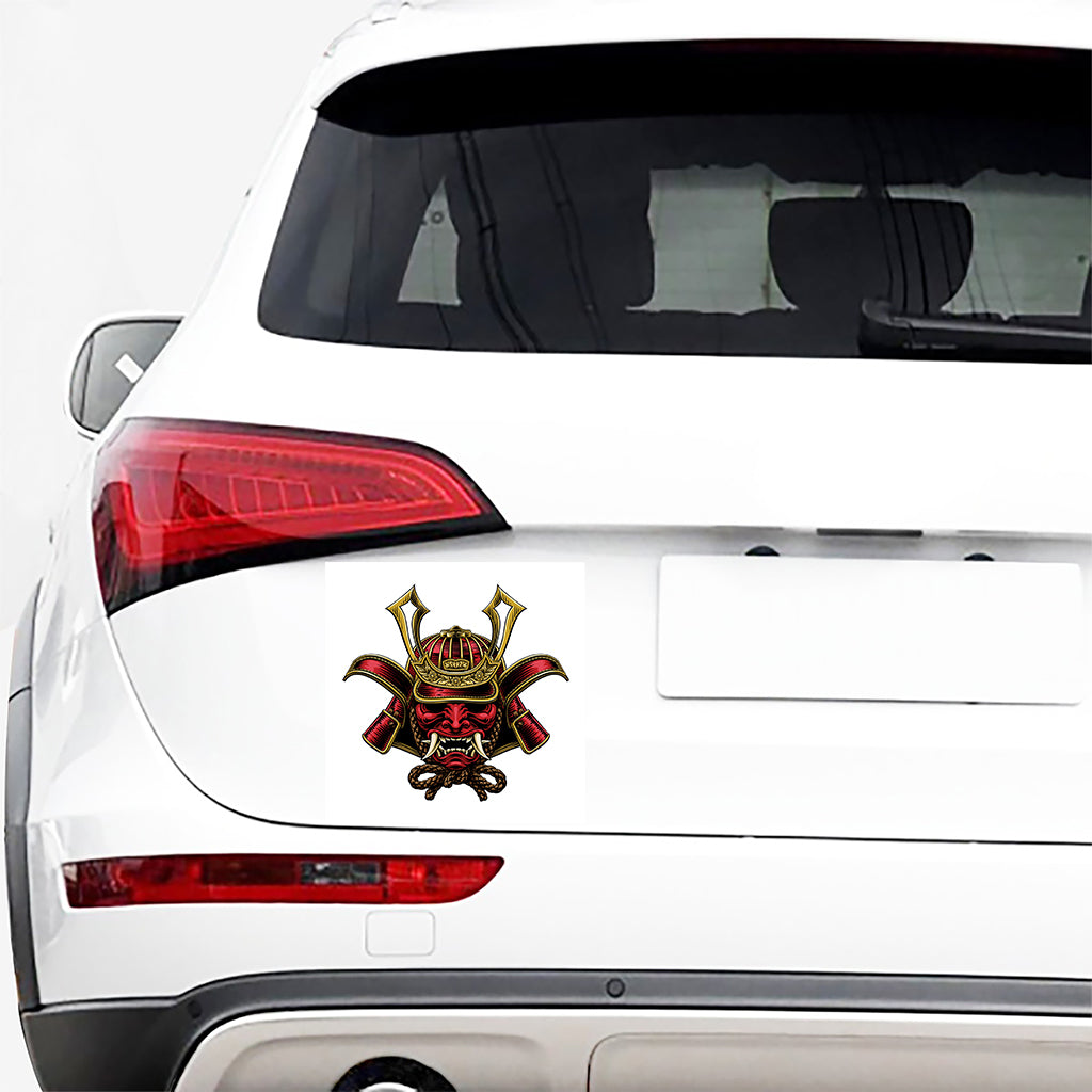 Japanese Samurai Helmet Print Car Sticker
