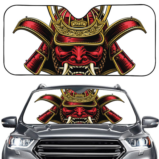 Japanese Samurai Helmet Print Car Windshield Sun Shade