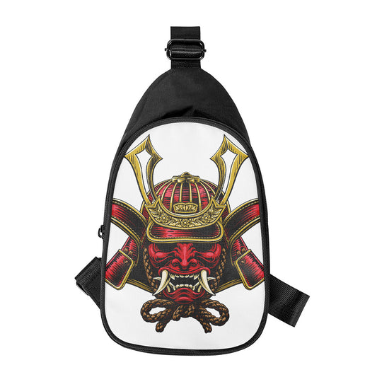 Japanese Samurai Helmet Print Chest Bag