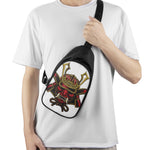 Japanese Samurai Helmet Print Chest Bag